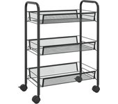Carrito de cocina，estantería de cocina, carrito de servir 3 niveles hierro negro 46x26x64 cm cfw11101