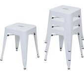 Juego de 4 taburetes hwc-a73, taburete de metal asiento taburete, metal diseño industrial apilable ~ blanco