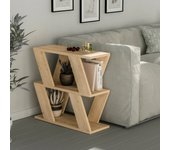 Mesa de café beniamina, mesa de centro baja, revistero para sofá, estante de la sala de estar, 60x22h57 cm, roble