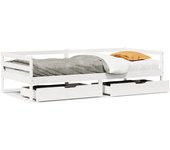 Cama para adulto | cama individual | sofá cama con cajones madera maciza de pino blanco 90x200 cm cfw16081