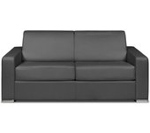 Sofá cama de 3 plazas de apertura rápida de cuero de búfalo gris - cama de 140 cm - colchón de 18 cm - calito