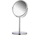 Espejo cosmético de pie de doble cara, espejo de maquillaje redondo con aumento de 1x y 3x, espejo de afeitar giratorio, aprox. ø 17 cm, plata