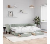 Sofá cama nido y cajones terciopelo gris claro 80x200cm