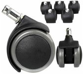 Juego de 5 ruedas para suelo duro de 11 mm, para silla de oficina, pu, ​​11/50 mm, color negro (borde gris)