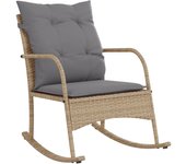 Silla mecedora de jardín | silla de exterior | sillon jardín con cojines ratán sintético beige cfw938216