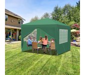 Carpa de recepción emergente, cenador de jardín de 3 x 3 m, carpa plegable verde para jardín al aire libre y camping.