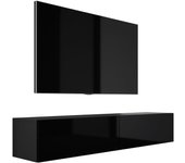 Mueble tv suspendido, 170 x 34 x 32 cm, negro mate / negro brillante