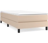Cama con somier tapizado y colchón de polipiel capuchino 90x200 cm