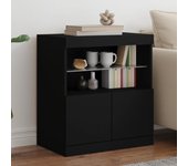 Aparador | aparador de comedor | armario de cocina con luces led negro 60x37x67 cm cfw27787
