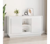 Aparador | aparador de comedor | armario de cocina de madera contrachapada blanco brillante 102x35x60 cm cfw62504