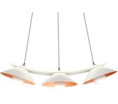 Lumicom | miller lámpara pendiente, 3x e27, max 42w, metal, blanco mate/hoja de cobre, l.70cm