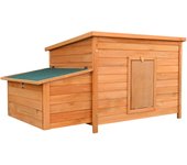 Gallinero rojo marrón de madera 136x74x70cm, con nidos y bandeja extraible para limpieza