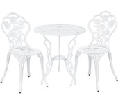Conjunto de mesa y sillas de jardín conjunto bistro de hierro fundido blanco 03_0003735