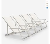 4 tumbonas mar playa reposabrazos aluminio plegable riccione gold lux