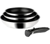 Sitram arpege set 3 padelle, acciaio inossidabile, nero,argento