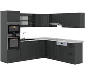 Vicco cocina esquinera r-line, antracita casa de campo/antracita, 237 x 247 cm , et mármol