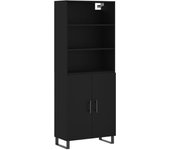 Aparador alto | aparador de comedor | armario de cocina madera contrachapada negro 69,5x34x180 cm cfw75541