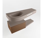 Mondiaz riva 120cm mueble bajo para con lavabo con repisa rust con 1 cajón. con lavabo izquierda 1 orificio smoke