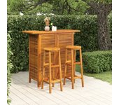 Juego muebles de bar para jardín 3 piezas | conjunto de jardín de ocio | set de comedor de jardín madera maciza de acacia cfw476748