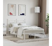 Estructura de cama de metal con cabecero blanco 135x190 cm
