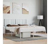 Estructura de cama de metal con cabecero blanco 135x190 cm
