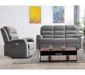 Sofá de 3 plazas y sillón relax eléctrico de tela nevers - antracita