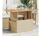 Vidaxl mesa de jardín ratán pe y madera de acacia beige 100x55x73 cm