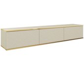 Mueble tv con lamas beige, 175 x 30 x 32 cm, push to open