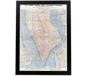 Nacnic pósters geográficos en estilo vintage mapa de manhattan de 1879 ilustraciones de antiguos mapamundis en tonos sepia tamaño a3, con marco negro