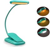 Lámpara de noche con clip, lámpara de lectura recargable, lámpara de escritorio led, regulable en tres colores, brillo ajustable sin escalonamientos
