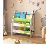 Estantería para niños ponteceso motivo dinosaurio aglomerado/tela 74 x 62 x 27 cm multicolor [en.casa]