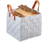 Relaxdays cesto almacenamiento fieltro, organizadora plegable almacenaje, cesta fieltro asas, 29x31x31cm, gris claro
