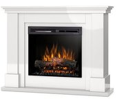 Luena - chimenea eléctrica independiente con calefacción por suelo radiante led - 23' - blanco brillo intenso - 110 x 89.7 x 30