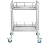 Succebuy carro de laboratorio 2 estantes en acero inoxidable, ruedas giratorias, carro utilitario dental para clínicas y laboratorios