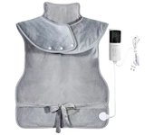 Almohadilla térmica eléctrica para hombros y cuello 60×100cm, 6 niveles de calentamiento, apagado automático después de 2 horas, lavable a máquina