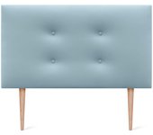 Dhome cabecero de polipiel premium pro con 2 hileras de botones y patas cabezal tapizado cama lujo (celeste, 105cm)
