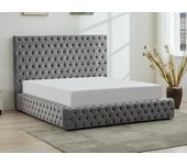 Canapé abatible chesterfield 160 x 200 cm - terciopelo - gris - duleni
