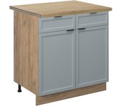 Vicco mueble bajo de cocina fame-line, azul claro-gris, 80 cm , et roble