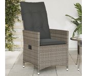 Vidaxl sillón reclinable de jardín con cojines ratán sintético gris