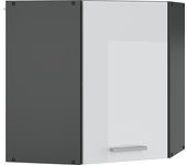 Vicco armario colgante de esquina r-line, blanco alto brillo, 57 cm
