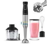 Cecotec batidora de mano katana 15 chop b. 1500 w 21 velocidades y turbo 4 hojas con titanio negro campana antisalpicaduras pie extralargo kit