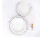 Vajilla bremen: 18 piezas de porcelana blanca con filo de oro. elegancia y clase para tu mesa.