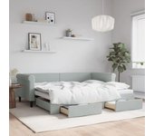Sofá cama nido y cajones terciopelo gris claro 90x200cm