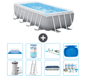 Paquete de piscina - intex - rectángulo - 400x200x100 cm + accesorios a2457