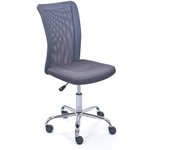 Silla de oficina con ruedas regulable en altura asiento en ecopiel y estructura de poliéster en metal gris
