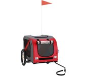 Remolque de bicicleta mascotas hierro tela oxford rojo gris cfw46376