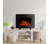 Chimenea eléctrica de pared 2000w kekai iowa 55x22x43 cm con simulación de fuego negra mando incluido para interior