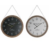 Reloj de pared dkd home decor negro blanco hierro madera mdf (50 x 4.5 x 50 cm) (2 pcs)