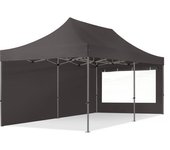3x6 m carpa plegable, premium acero 40mm, 2 laterales con ventanas panorámicas, gris oscuro