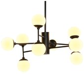 Lampara techo cristal metal 80x80x60 9 bolas negro